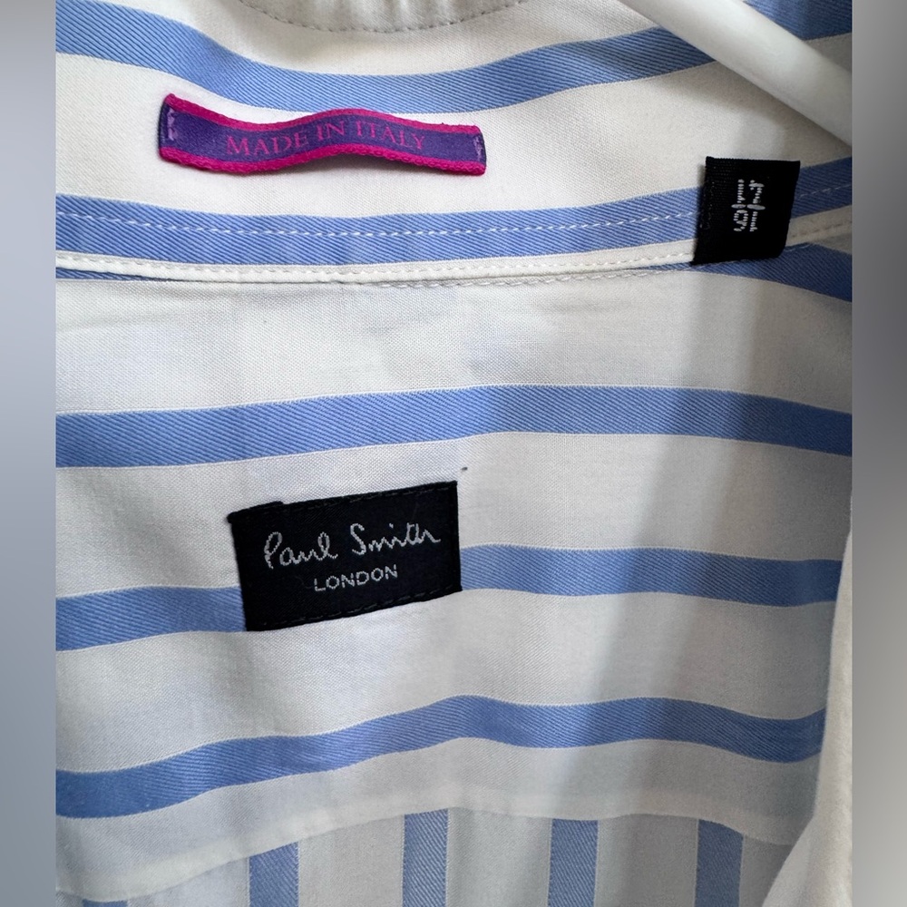 Paul Smith Blue and White Striped Men's Shirt - Picture 2 of 4